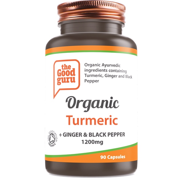 the Good guru - Organic Turmeric + Organic Ginger & Black Pepper - Helps Adapt to Stressful Situations by Reducing Anxiety (90 Vegan Capsules)