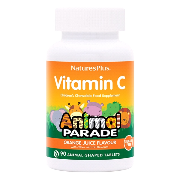 Natures Plus - Animal Parade Sugar Free Vitamin C Childrens Chewable - Orange Juice Flavour (90 Animal Shaped Tablets)