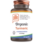 Organic Turmeric + Ashwagandha & Black Pepper - Helps Maintain a Healthy Immune System and Aids the Reduction Of Cholesterol (90 Vegan Capsules)